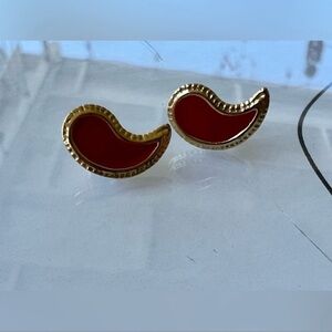 Yin Yang / Teardrop Earrings Red/Gold